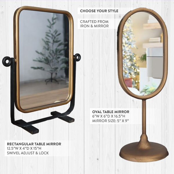 Rustic Iron Tabletop Mirror, Choose Your Style