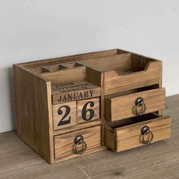 Wooden Desk Organizer and Calendar, 2 in 1 Steal