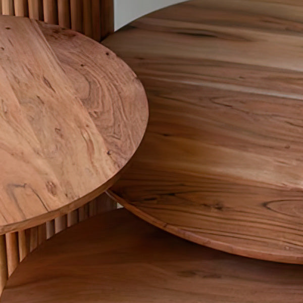 Acacia Wood Round Accent Tables, Set of Four