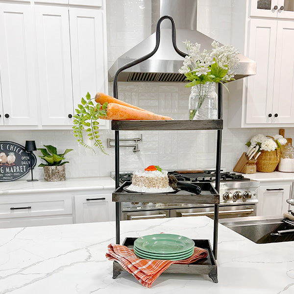 Black Metal Three Tiered Display Tray