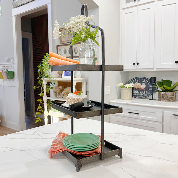 Black Metal Three Tiered Display Tray