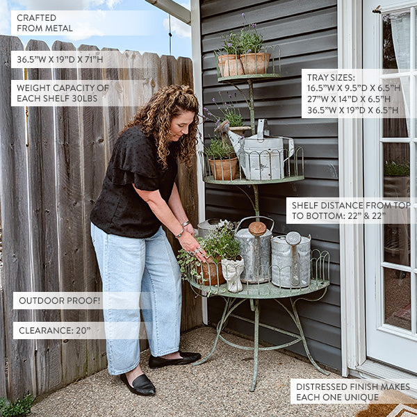 71 Inch Iron Conservatory Tiered Shelf