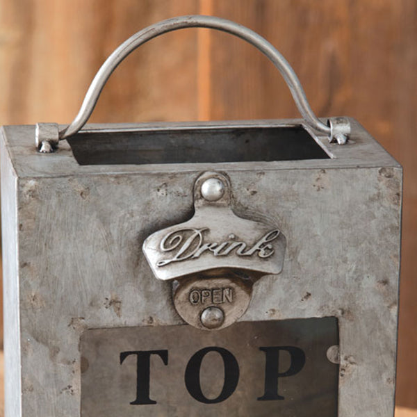 Top Me Off Galvanized Bottle Opener Bin
