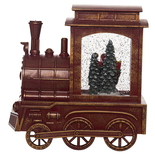 Rustic Dark Red Train Snow Globe