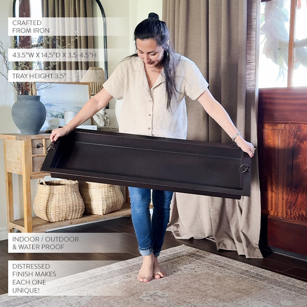 Oversized Bronze Finish Iron Tray