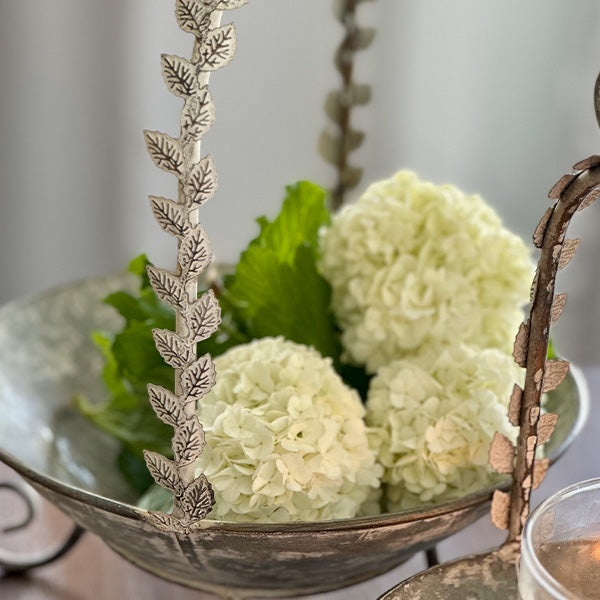 Vintage Inspired Metal Display Tray with Scrollwork Handles, Set of Two