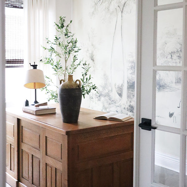 Large Two-Tone Ceramic Vase with Handles