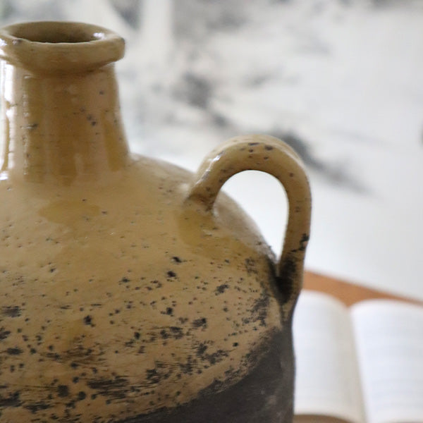 Large Two-Tone Ceramic Vase with Handles