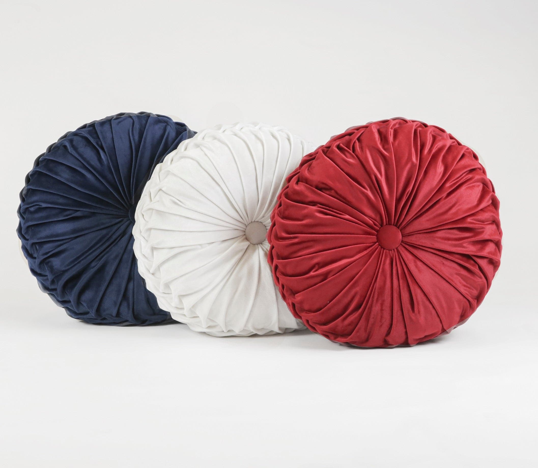 Round Pleated Soft Velvet Throw Pillow-Tolkye