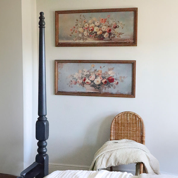 Vintage Inspired Floral Framed Wall Art, Set of 2