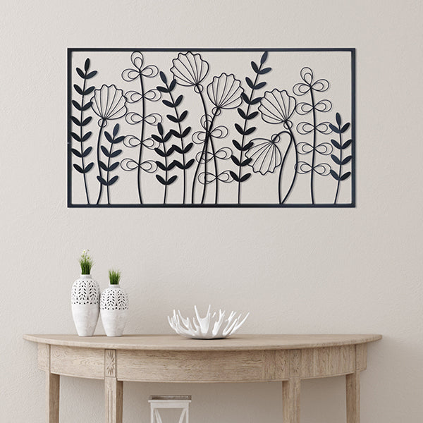 40 Inch Floral Metal Wire Cutout Wall Art