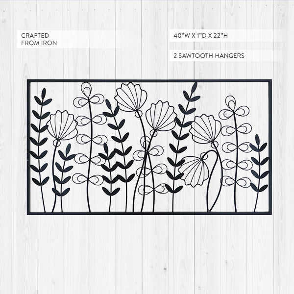 40 Inch Floral Metal Wire Cutout Wall Art