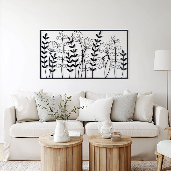 40 Inch Floral Metal Wire Cutout Wall Art