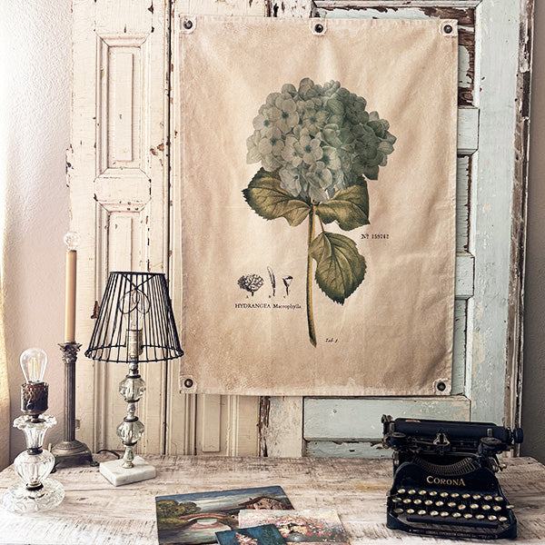 Vintage Inspired Botanical Wall Hanging Canvas, Set of Two