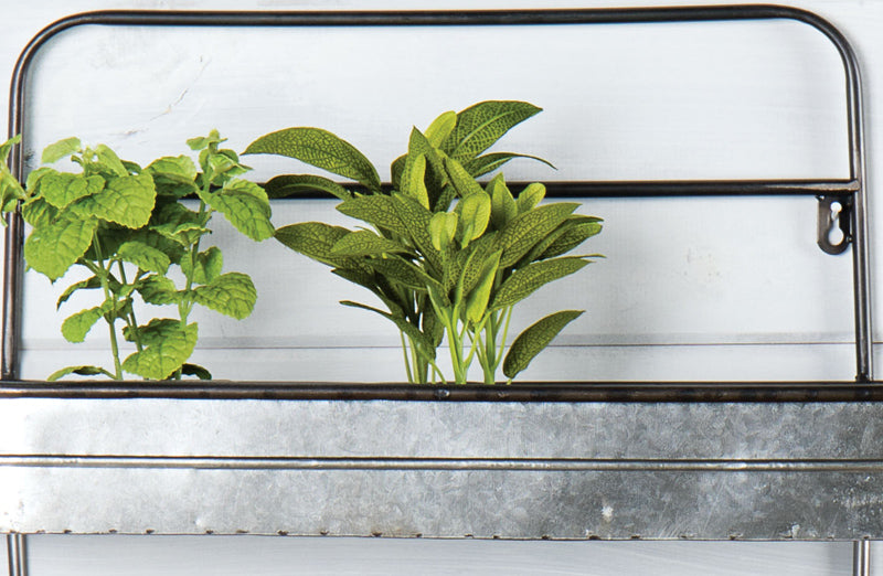 Galvanized Metal Shelf with Towel Bar