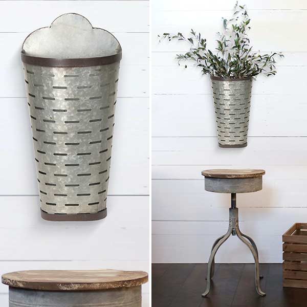 Metal Half Olive Wall Bucket