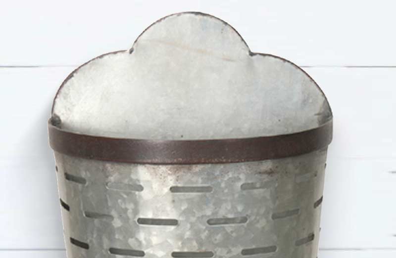 Metal Half Olive Wall Bucket
