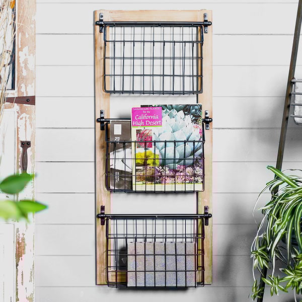 Wood and Metal Wall Organizer