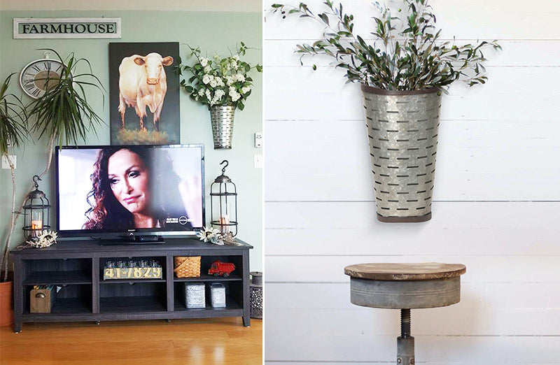 Metal Half Olive Wall Bucket