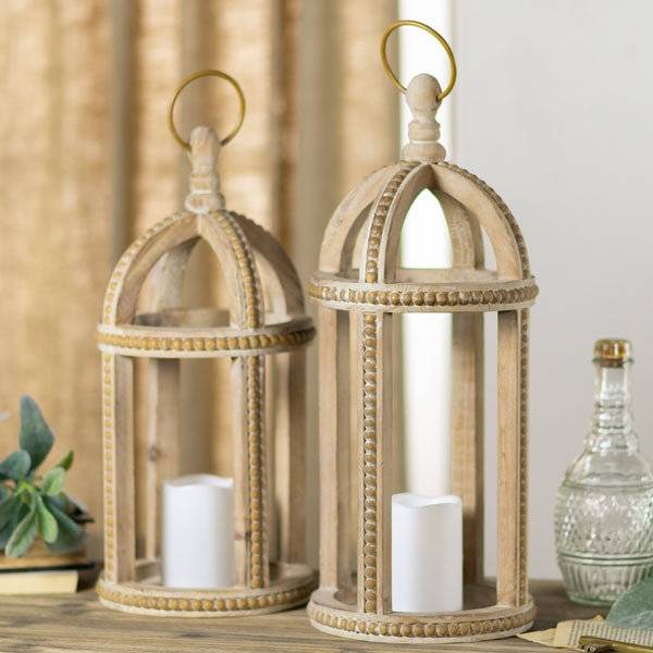 Large Wooden Beaded Lanterns