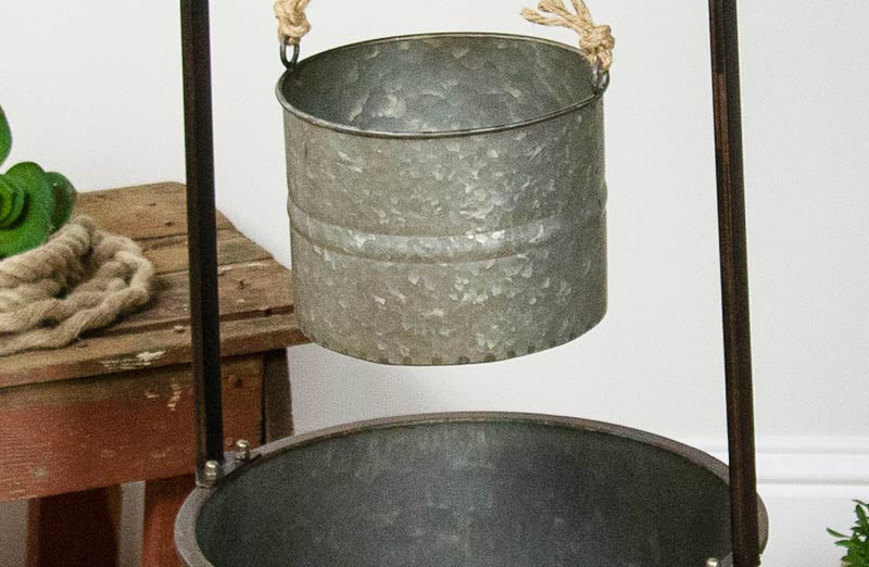 Galvanized Metal Wishing Well Decor