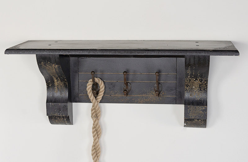 Wooden Corbel Shelf With Hooks