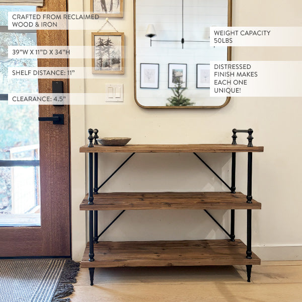 Reclaimed Wood Three-Tier Display Shelf