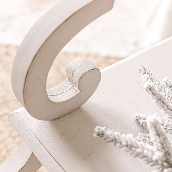 Two Tier White Scroll End Table