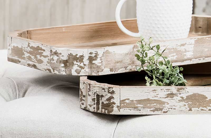 Chippy Wood Trays  Set of 2