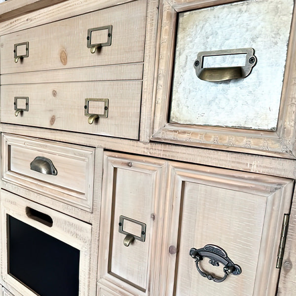 Wood Cabinet with Chalkboard Drawers