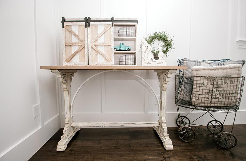 White Washed Barn Door Cabinet