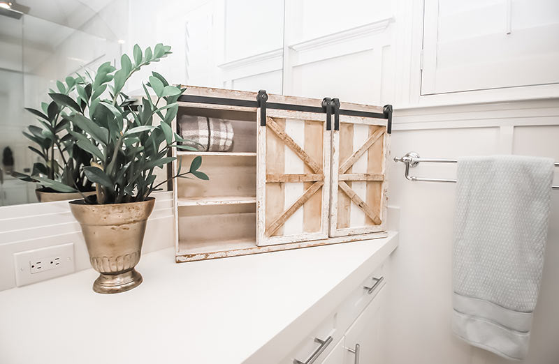 White Washed Barn Door Cabinet