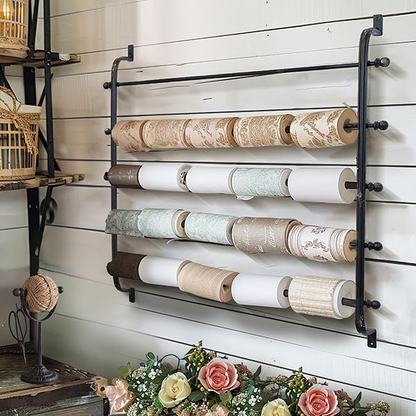 Black Distressed Ribbon Or Wrapping Paper Rack