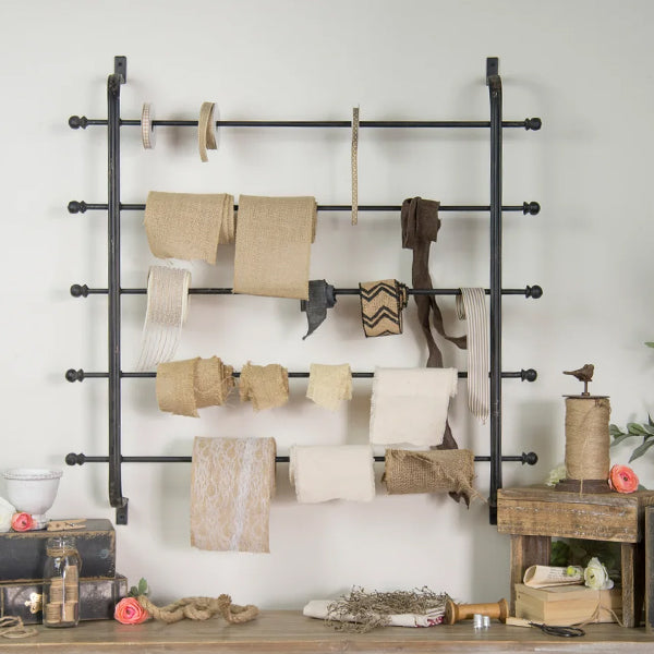 Black Distressed Ribbon Or Wrapping Paper Rack