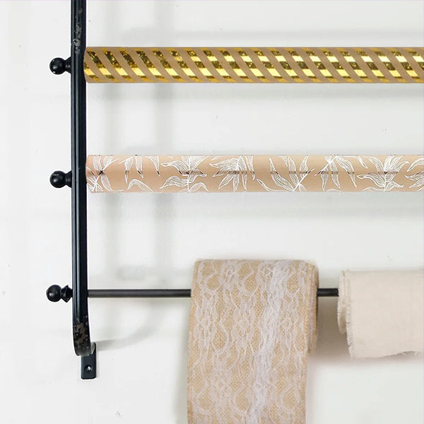 Black Distressed Ribbon Or Wrapping Paper Rack
