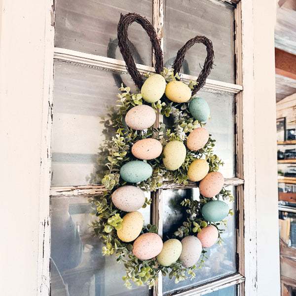 Bunny Shaped Pastel Egg Easter Wreath