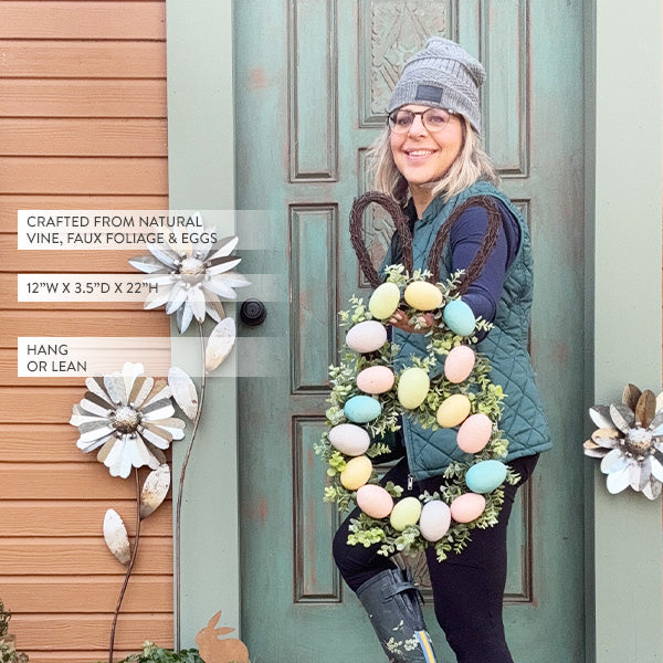 Bunny Shaped Pastel Egg Easter Wreath