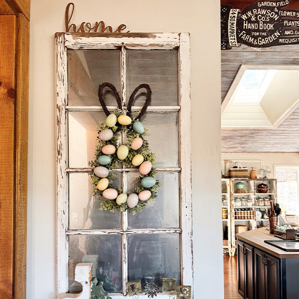 Bunny Shaped Pastel Egg Easter Wreath