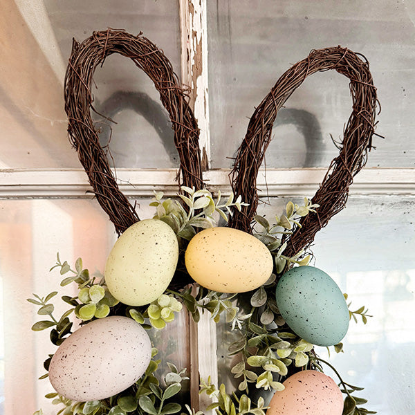 Bunny Shaped Pastel Egg Easter Wreath