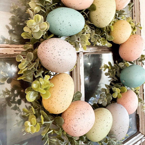 Bunny Shaped Pastel Egg Easter Wreath