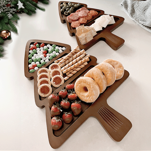 Wooden Evergreen Serving Board, Set of 2