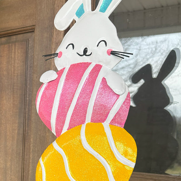 Easter Bunny and Stacked Eggs Metal Yard Stakes, Set of 2