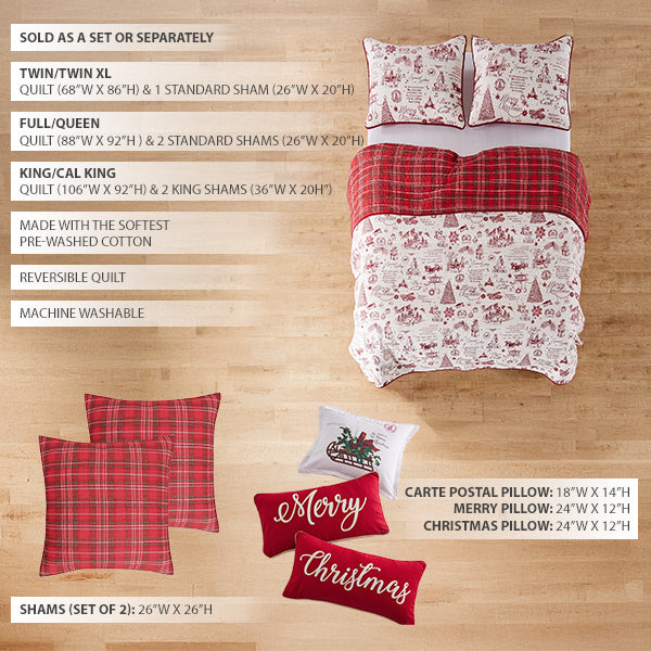 Christmas Reversible Cotton Quilt Set, Choose Your Style