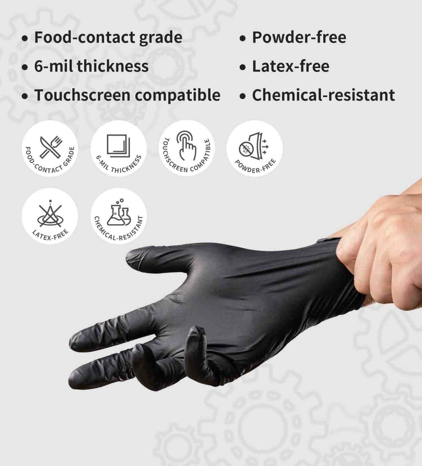 100/50PCS Black Nitrile Disposable Gloves