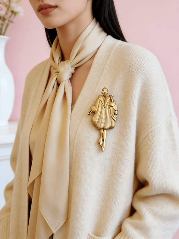 🔥Hot Sale SALE - 💃✨Vintage 1920s Flapper Girl Movable Figural Brooch