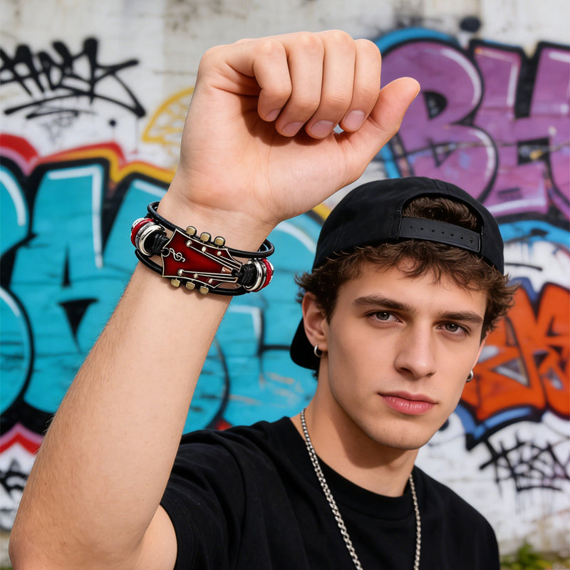 Six String Collectives-Leather Guitar Bracelet