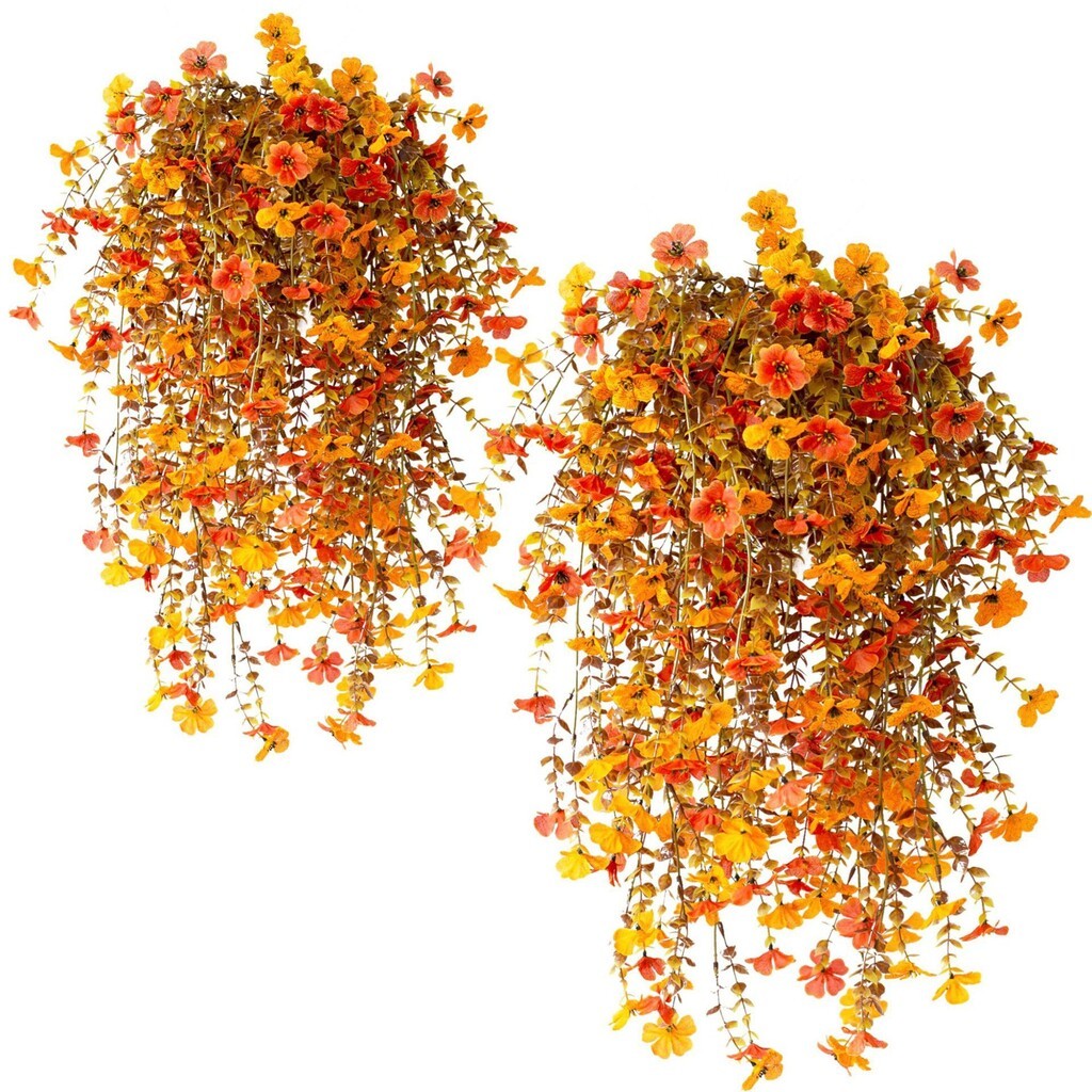 Outdoor cascading daisy and eucalyptus flowers – UV-resistant