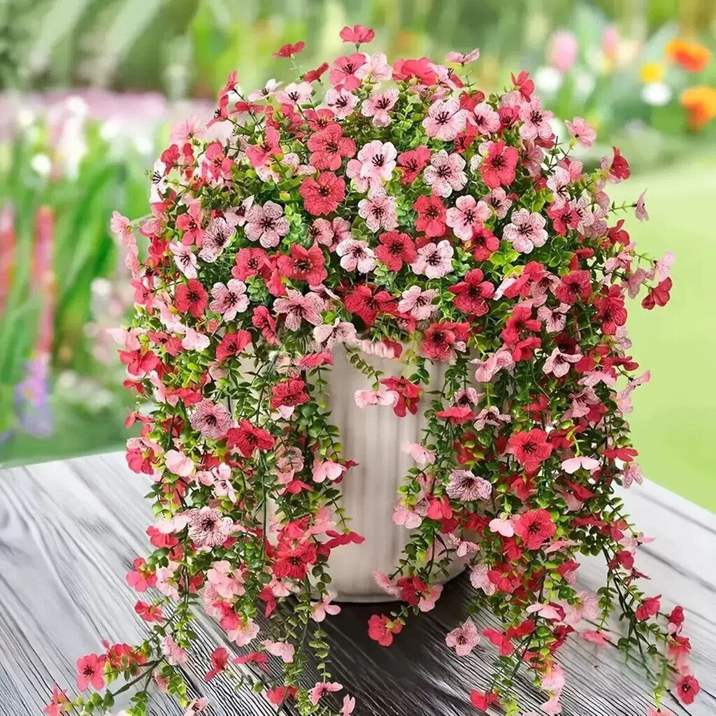 Outdoor cascading daisy and eucalyptus flowers – UV-resistant