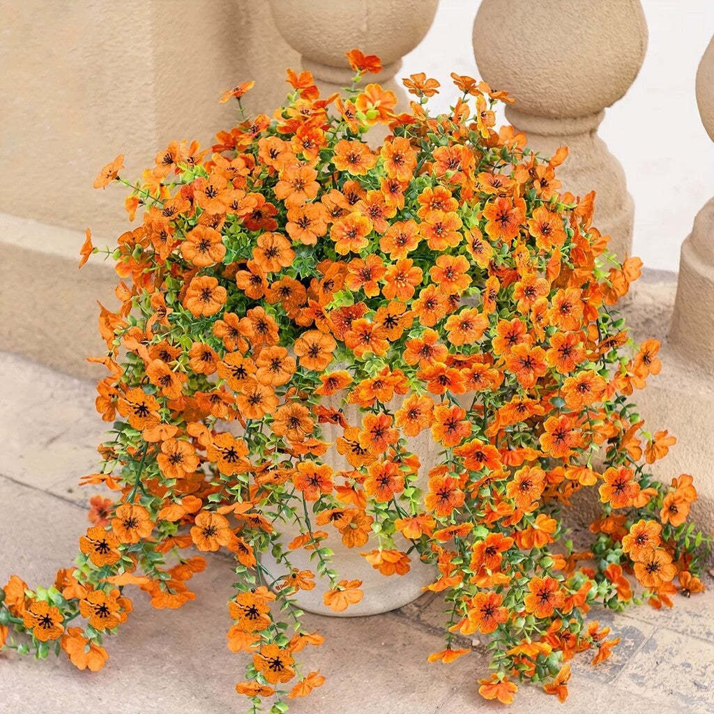 Outdoor cascading daisy and eucalyptus flowers – UV-resistant