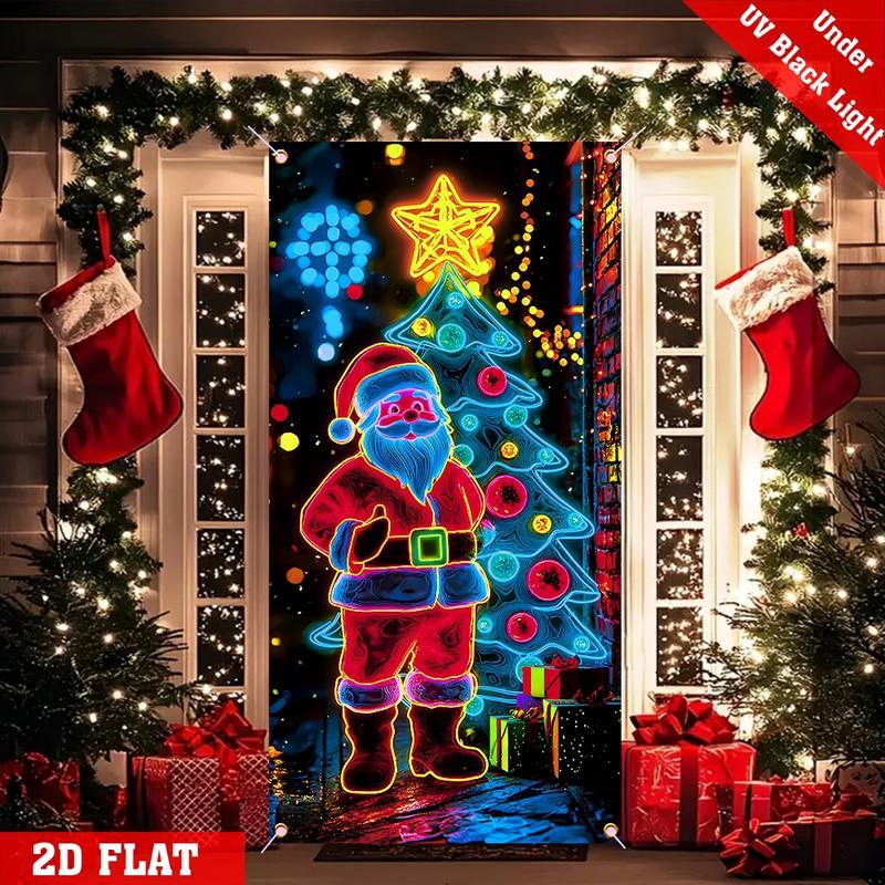 Fluorescent Christmas Door Cover Party Banner